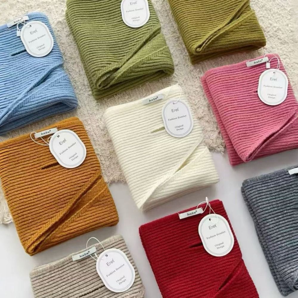 New Solid Color Wool Knitted S - đánh giá và giá Shawl Wrap Winter